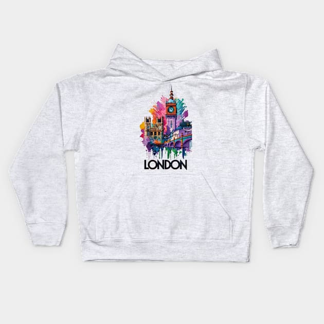 London Skyline Kids Hoodie by TooplesArt